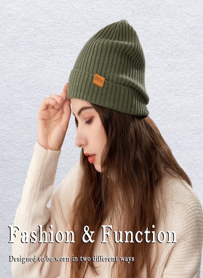 FUQILA 100% Merino Wool Cuff Beanie Hat, Unisex Warm Winter Caps Soft, Breathable & Cozy Stretchy Knitted Cuffed Cap (Absinthe Green) - Image 5